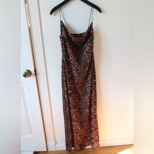 Missguided sheer cowl neck maxi dress cover up printed